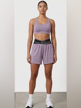 Daniel Patrick Women's Crossover Waistband Logo Lounge Shorts | Lavender | Large